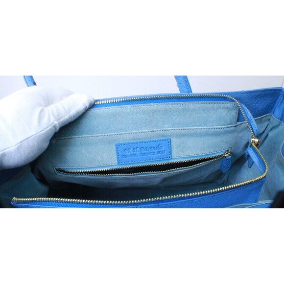 🔥 WH Petronela Blue Ostrich Handbag with Dust Bag - Luxurious Exotic Leather 🔥 - Picture 14 of 16